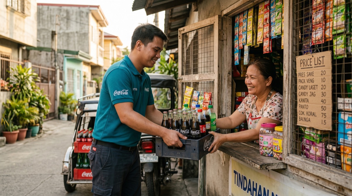 Trilucks delivery to a sari-sari store